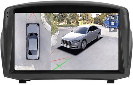 Магнитола для Ford Fiesta MK6 2012-2018 (голубой БК, рамка тип 2) - Teyes CC3-2K-360 на Android 10, 2K QLED, 6Гб+128Гб, CarPlay, 4G SIM-слот, 4 камеры в комплекте