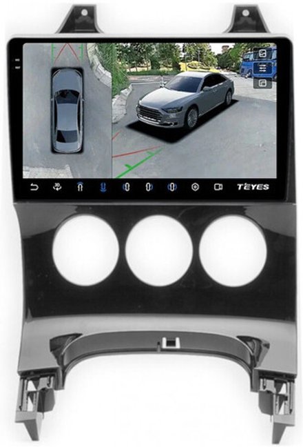 Магнитола для Peugeot 3008 2010-2017 (кондиционер) - Teyes CC3-2K-360 на Android 10, 2K QLED, 6Гб+128Гб, CarPlay, 4G SIM-слот, 4 камеры в комплекте