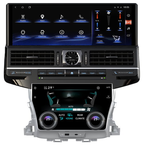 Магнитола для Toyota Land Cruiser 200 2015-2021 (без JBL) - Kuberg ZH-T1603X монитор 16.3" на Android 12, 8/128Гб, CarPlay, 4G SIM-слот, сенсорный блок климата