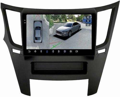 Магнитола для Subaru Legacy 5, Outback 4 2009-2014 (левый руль, рамка черная) - FarCar BX061M-360 монитор 9.5" 2K QLED на Android 13, 6Гб+128Гб, CarPlay, 4G SIM-слот, 4 камеры в комплекте