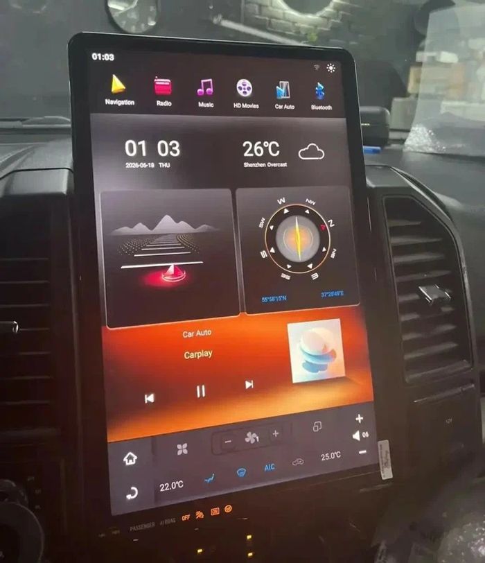 Магнитола для Ford F-150 2015-2020 (SYNC 2) - Kuberg ZF-3035-S2-GE вертикальный экран в стиле "Тесла" на Android 13, CarPlay, 4G SIM-слот