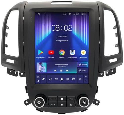 Магнитола для Hyundai Santa Fe 2 2006-2012 (климат, штатный усилитель, рамка тип 2) - Teyes TPRO 2 монитор 9.7" QLED в стиле "Тесла" на Android 10, TS10, 4G SIM-слот