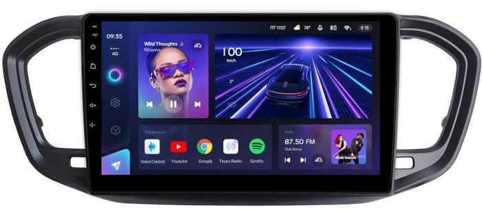 Магнитола для Lada Vesta NG 2023+ (без ШГУ, рамка черная матовая 9) - Teyes CC3L на Android 10, 8-ядер, CarPlay, 4G SIM-слот