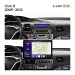 Магнитола для Honda Civic 8 2005-2012 седан - Kuberg LUX-CIV8-12-F1301-S10 монитор 13" 2K QLED на Android 12, Быстрая, CarPlay, 4G SIM-слот