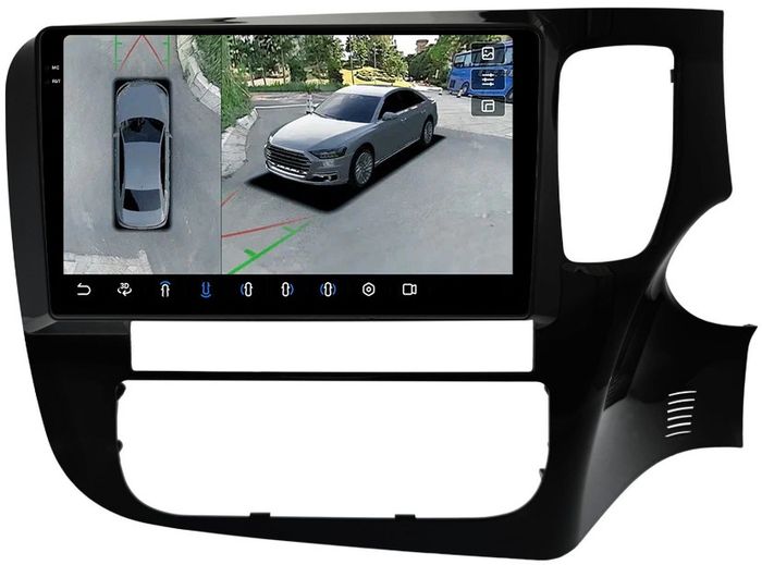 Магнитола для Mitsubishi Outlander 3 2012-2021 (правый руль) - FarCar BX9-360-7263R9 монитор 9.5" 2K QLED на Android 13, 6Гб+128Гб, CarPlay, 4G SIM-слот, 4 камеры в комплекте
