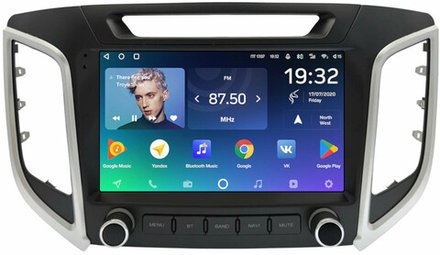 Магнитола для Hyundai Creta 1 2016-2021 (без штатной КЗВ, рамка с крутилками) - Teyes CC2 PLUS монитор 9" QLED на Android 10, ТОП процессор, 4Гб+64Гб, 4G SIM-слот