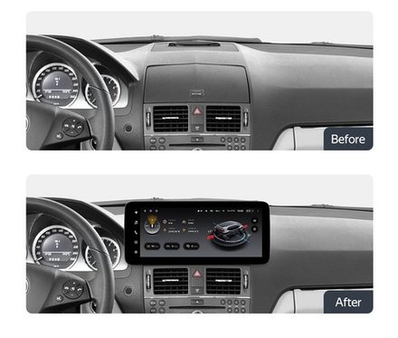Магнитола для Mercedes-Benz C-класс W204 2007-2011 (взамен бардачка) - Teyes LUX ONE 360 монитор 12.3" 2K QLED на Android 10, 6Гб+128Гб, CarPlay, 4G SIM-слот, 4 камеры в комплекте