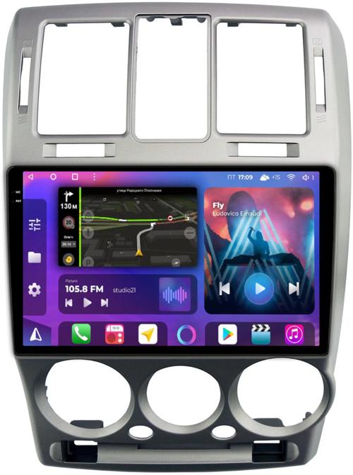 Магнитола для Hyundai Getz 2002-2011 (рамка серебро) - FarCar BM3073-2M-2K монитор 9.5" 2K QLED на Android 14, TS10, 4+32Гб, CarPlay, 4G SIM-слот