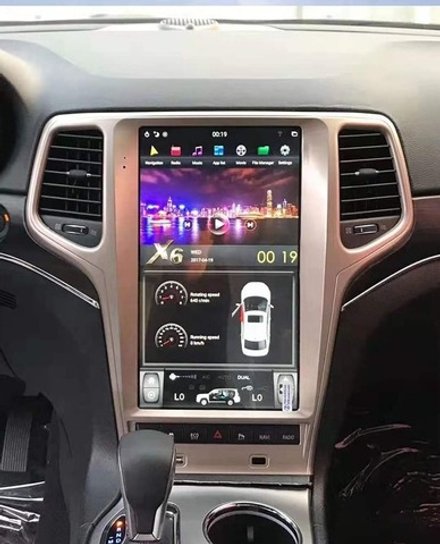 Магнитола для Jeep Grand Cherokee 2013-2021 (цвет шампань) - Kuberg ANS-1823G вертикальный монитор 13.6" в стиле "Тесла" на Android 10, 4ГБ-64ГБ, SIM-слот, CarPlay
