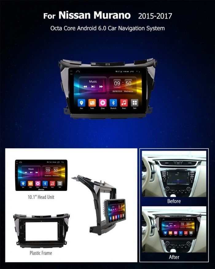 Магнитола для Nissan Murano 2016-2022 (поддержка Bose и 360) - Kuberg EW-1663 QLed+2K, Android 13, TS20, CarPlay, 4G SIM-слот