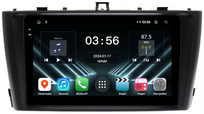 Магнитола для Toyota Avensis T270 2008-2015 (рамка черная) - FarCar DX9-8010B монитор 9.5" IPS на Android 13, 4+64Гб, CarPlay