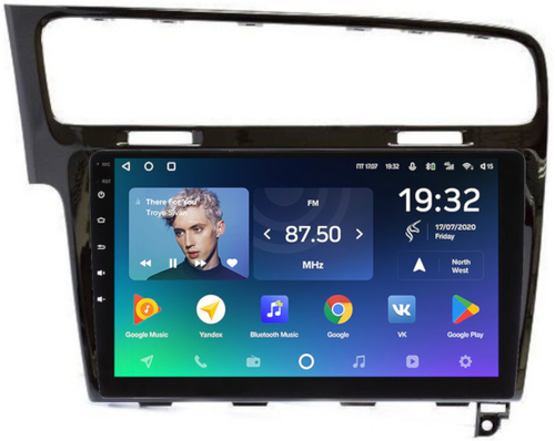 Магнитола для Volkswagen Golf 7 2012-2020 (рамка черный глянец) - Teyes CC2 PLUS монитор 10" QLED на Android 10, ТОП процессор, 4Гб+64Гб, 4G SIM-слот