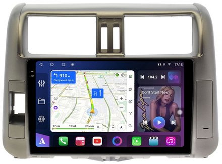 Магнитола для Toyota Land Cruiser Prado 150 2009-2013 (рамка бронза) - FarCar BM065M-2K монитор 9.5" 2K QLED на Android 14, TS10, 4+32Гб, CarPlay, 4G SIM-слот