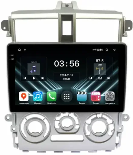 Магнитола для Mitsubishi Colt 6 2002-2012, Colt Plus (правый руль, рамка серебро) - FarCar DX9-9626F2S монитор 9.5" IPS на Android 13, 4+64Гб, CarPlay