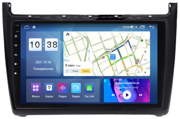Магнитола для Volkswagen Polo 2009-2020 - Parafar PF968LUX1XHD на Android 13, 8-ядер, 4Гб+64Гб, CarPlay, 4G SIM-слот