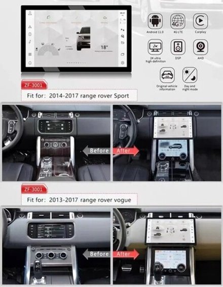 Магнитола для Range Rover 4 2012-2017 / Sport 2 2013-2017 - Kuberg ZF-1304 монитор 13.3", Android 11, 8Гб+128Гб, CarPlay, 4G SIM-слот