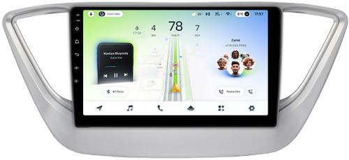 Магнитола для Hyundai Solaris 2 2017-2022, Solaris HS 2024+ (рамка серебро) - Teyes CC4L монитор 9" IPS на Android 14, Snapdragon 662, CarPlay, 4G SIM-слот