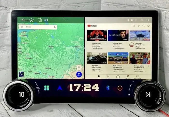 Магнитола для с крутилками в рамку 9" или 10" - Farcar RB876 монитор 11.8" QLED+2K на Android 13, Быстрая, CarPlay, 4G SIM-слот