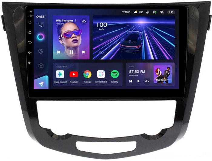 Магнитола для Nissan X-Trail T32, Qashqai J11 2014-2022 (климат, рамка большая) - Teyes CC3 на Android 10, QLED, ТОП процессор, 4Гб+32Гб, CarPlay, 4G SIM-слот