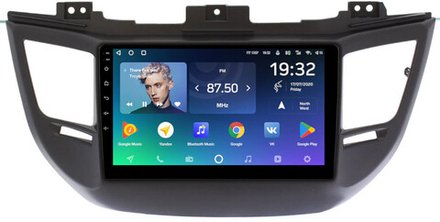 Магнитола для Hyundai Tucson 3 2015-2018 (штатная КЗВ, рамка черная) - Teyes CC2 PLUS монитор 9" QLED на Android 10, ТОП процессор, 4Гб+64Гб, 4G SIM-слот