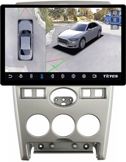 Магнитола для Lada Priora 2007-2013 (рамка серебро) - Teyes CC3-2K-360 монитор 13" 2K QLED на Android 10, 6Гб+128Гб, CarPlay, 4G SIM-слот, 4 камеры в комплекте