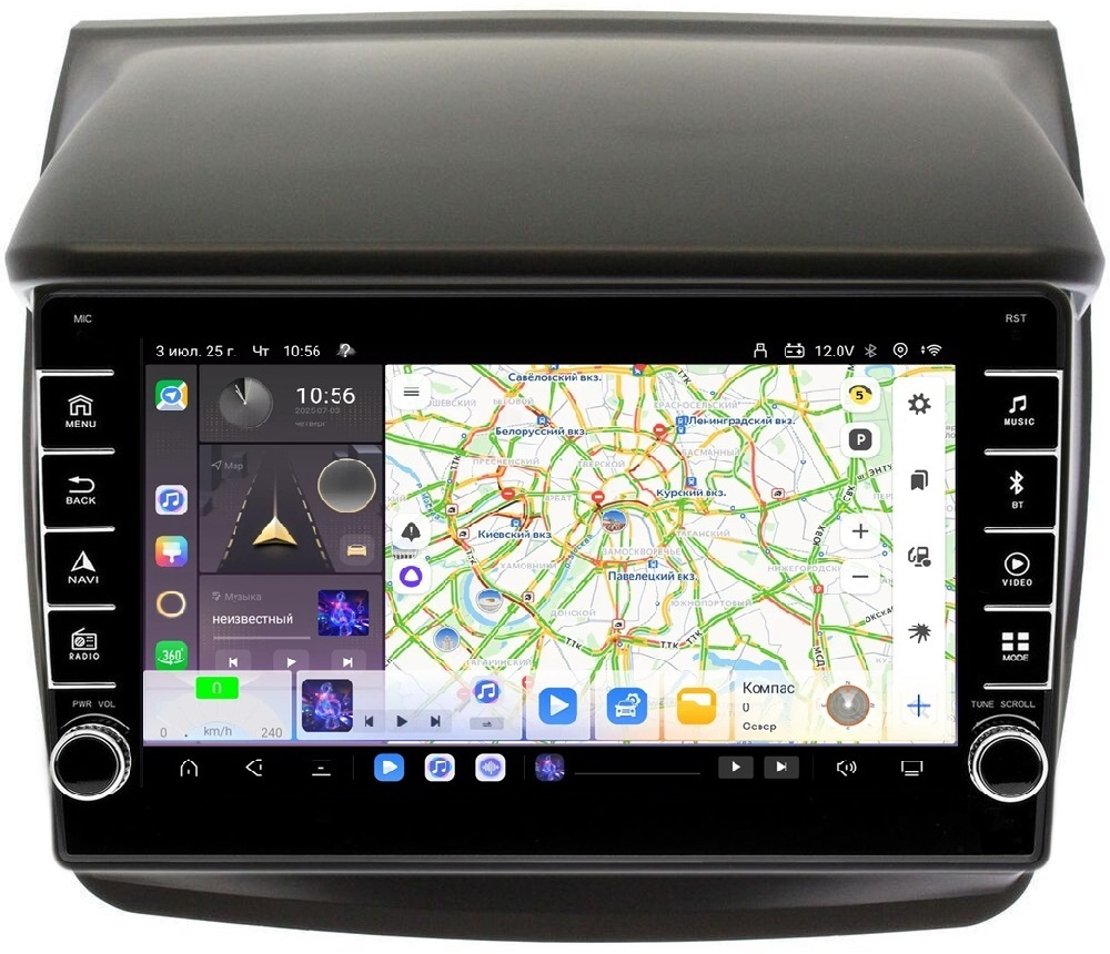 Магнитола для Mitsubishi L200, Pajero Sport 2006-2016 - Kuberg OL-9635 (кнопки и крутилки) Android 13, TS20, 6+128Гб, CarPlay, 4G SIM-слот