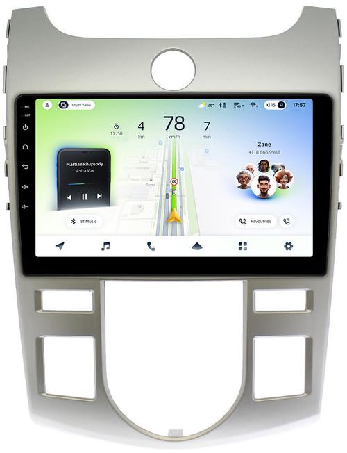 Магнитола для KIA Cerato 2 2008-2013 (климат, рамка серебро) - Teyes CC4L монитор 9" IPS на Android 14, Snapdragon 662, CarPlay, 4G SIM-слот