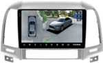 Магнитола для Hyundai Santa Fe 2 CM 2006-2012 (рамка серебро) - Teyes CC3-2K-360 на Android 10, 2K QLED, 6Гб+128Гб, CarPlay, 4G SIM-слот, 4 камеры в комплекте
