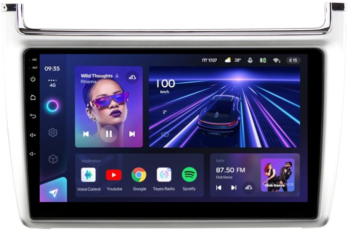Магнитола для Volkswagen Polo 2009-2020 (рамка серебро) - Teyes CC3 Android 10, ТОП процессор, 4/32 Гб, CarPlay, SIM-слот