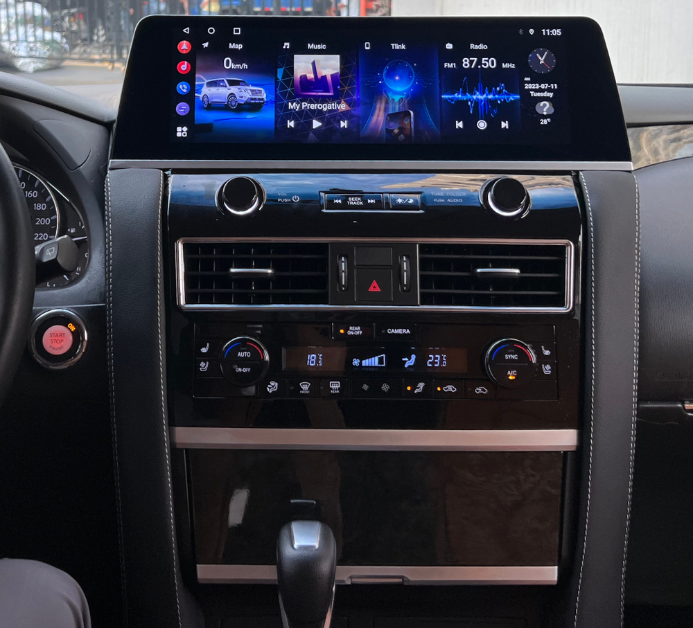 Магнитола для Infiniti QX80 / QX56 2010-2024, Nissan Patrol Y62 (поддержка Bose, 360 и мониторов) - Kuberg ZH-N1606 монитор 16", Android 12, 8/128Гб, CarPlay, 4 SIM-слот, беспроводная зарядка