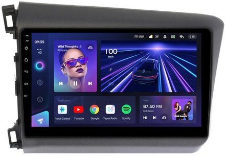Магнитола для Honda Civic 9 седан 2012-2013 левый руль - Teyes CC3L монитор 9" IPS на Android 10, 8-ядер, CarPlay, 4G SIM-слот