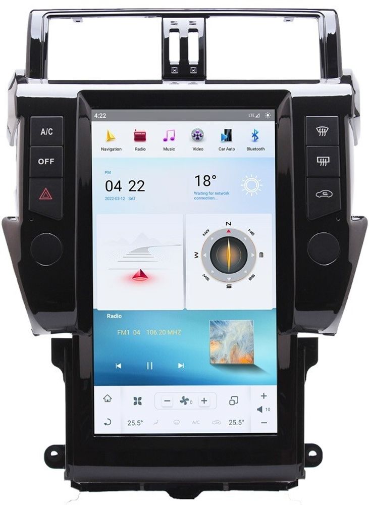 Магнитола для Toyota Land Cruiser Prado 150 2009-2013 - Kuberg ZF-1802-GE "Тесла-стиль" монитор 13.6" на Android 13, 8/128Гб, CarPlay, 4G SIM-слот
