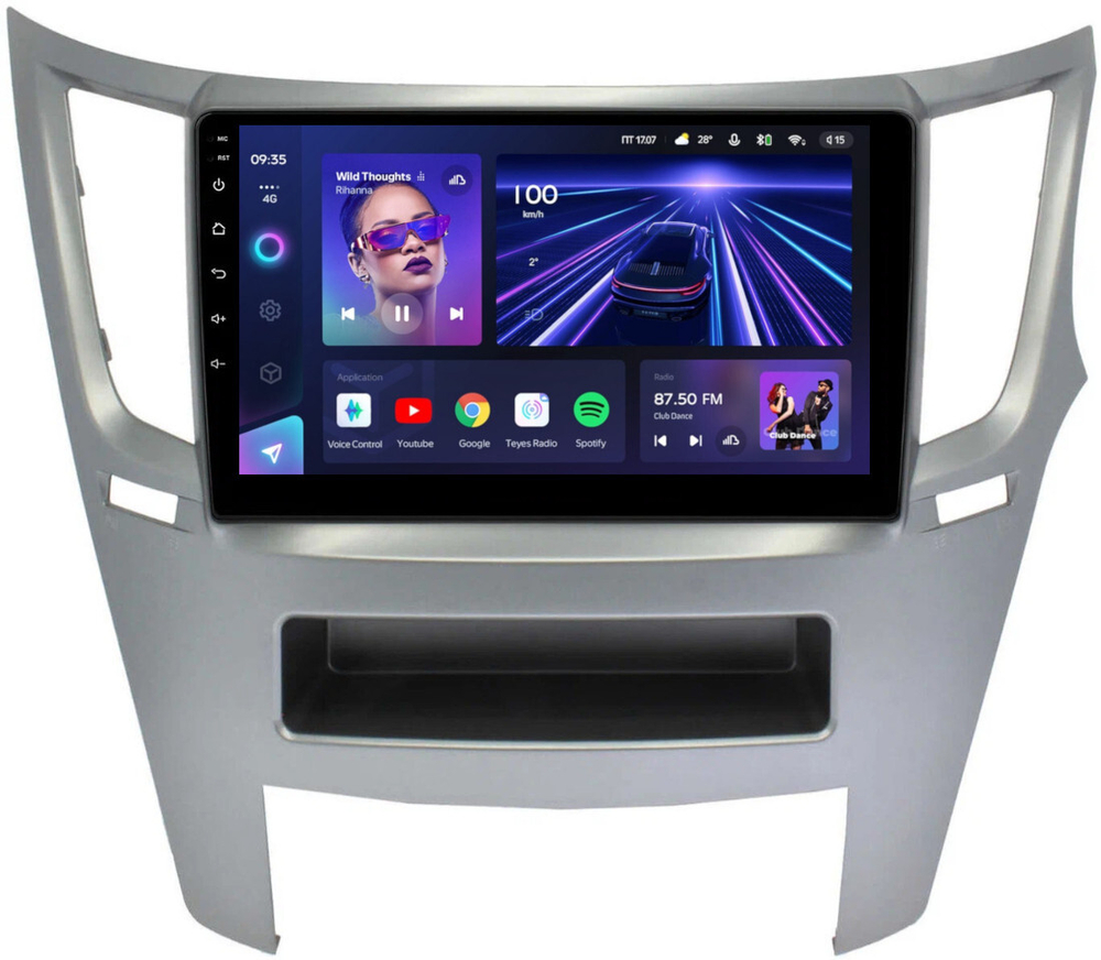 Магнитола для Subaru Legacy 5, Outback 4 2009-2014 (правый руль) - Teyes CC3 монитор 9" QLED на Android 10, ТОП процессор, 4+32Гб, CarPlay, 4G SIM-слот