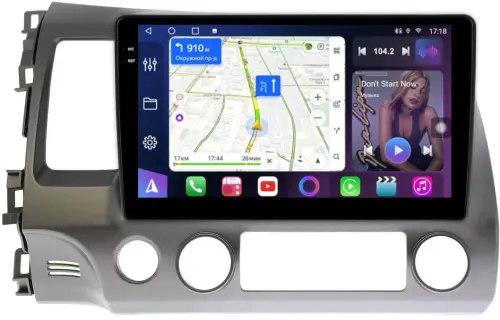 Магнитола для Honda Civic 8 4d 2005-2012 (левый руль) - FarCar 044M монитор 10.36" QLED на Android 14, TS18, CarPlay, 4G SIM-слот