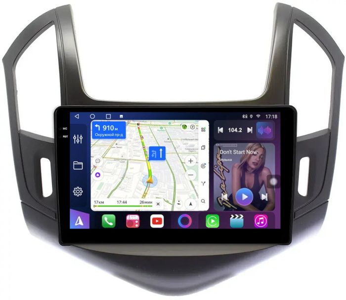 Магнитола для Chevrolet Cruze 1 2012-2015 (рамка черная) - FarCar S500-TS10 монитор 9.5" QLED на Android 14, Быстрая, CarPlay, 4G SIM-слот