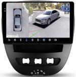 Магнитола для Citroen C1, Peugeot 107, Toyota Aygo - FarCar BX3072M-360 монитор 10.36" 2K QLED на Android 13, Быстрая, CarPlay, 4G SIM-слот, 4 камеры в комплекте