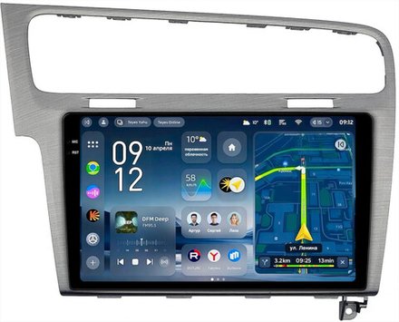 Магнитола для Volkswagen Golf 7 2012-2020 (рамка серебро) - Teyes CC4-PRO монитор 10.36" 2K QLED на Android 13, Snapdragon 778G, ИИ, CarPlay, DSP, 4G SIM-слот
