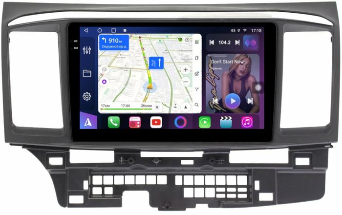 Магнитола для Mitsubishi Lancer X 2007-2016 - FarCar BM037-9/3281M монитор 9.5" QLED на Android 14, TS10, 4+32Гб, CarPlay, 4G SIM-слот