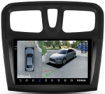 Магнитола для Renault Logan 2, Sandero 2 2014+ (рамка 9) - Teyes CC3-2K-360 на Android 10, 2K QLED, 6Гб+128Гб, CarPlay, 4G SIM-слот, 4 камеры в комплекте