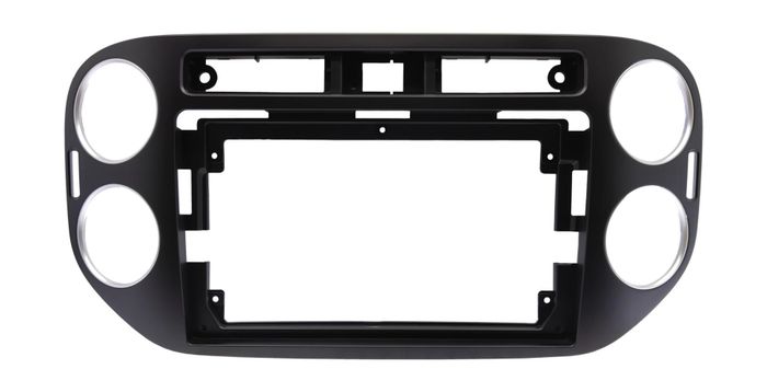 Комплект рамки с разъёмами 9"+can VW Tiguan 2011-2016 (квадратная аварийка) черный глянец