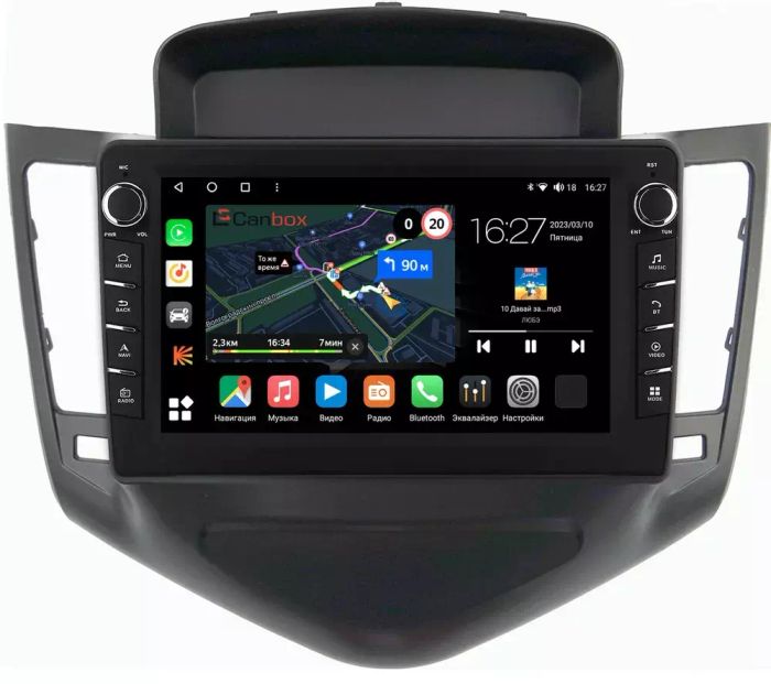 Магнитола для Chevrolet Cruze 2009-2012 (рамка черная) - Canbox 9010 Android 10, Быстрая, CarPlay, 4G SIM-слот