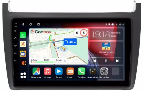 Магнитола для Volkswagen Polo 2009-2020 (рамка черная матовая) - CanBox 9091 Android 10, 8-ядер, SIM-слот
