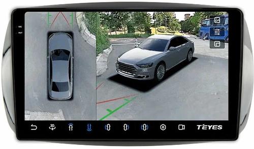Магнитола для Mercedes-Benz Smart ForTwo/ForFour W453 2014-2023 - Teyes CC3-2K-360 на Android 10, 2K QLED, 6Гб+128Гб, CarPlay, 4G SIM-слот, 4 камеры в комплекте