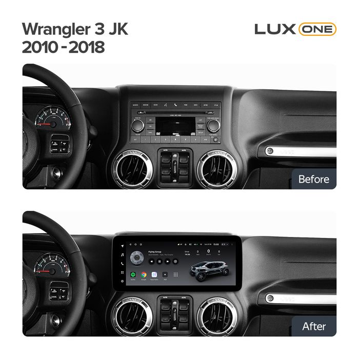 Магнитола для Jeep, Dodge 2007-2018 (207x98мм) - Teyes LUX ONE ROUND монитор 12.3" на Android 10, Быстрая, CarPlay, 4G SIM-слот