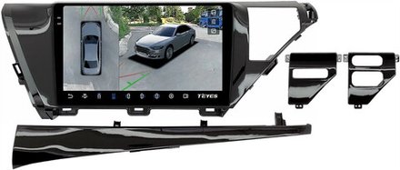 Магнитола для Toyota Camry 70 2017-2021 (без JBL) - Teyes CC3-2K-360 монитор 10.36" 2K QLED на Android 10, 6Гб+128Гб, CarPlay, 4G SIM-слот, 4 камеры в комплекте