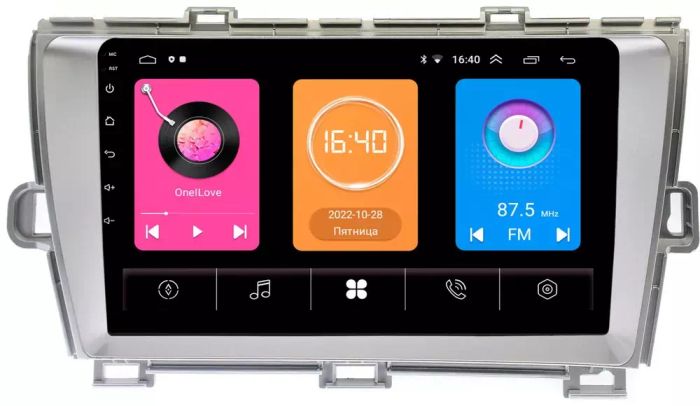 Магнитола для Toyota Prius 30 2009-2015 (левый руль, рамка серебро) -  GT9-9211 на Android 10, 2ГБ-16ГБ