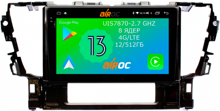Магнитола для Toyota Alphard 30, Vellfire 2015-2023 (менее 10 динамиков) - Airoc 2K AU-1133 Android 13, TS20, 12/512Гб, SIM-слот