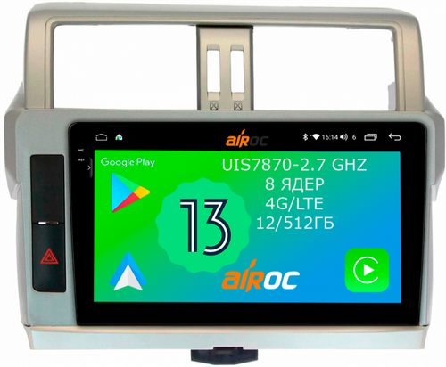 Магнитола для Toyota Land Cruiser Prado 150 2014-2017 - Airoc 2K AU-1116 Android 13, TS20, 12/512Гб, SIM-слот