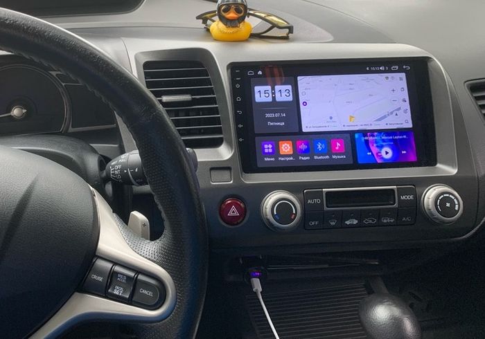 Магнитола для Honda Civic 8 4d 2005-2012 (левый руль) - FarCar S500-TS10 монитор 9.5" QLED на Android 14, Быстрая, CarPlay, 4G SIM-слот