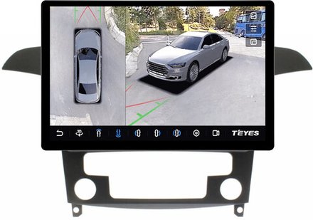 Магнитола для Ford S-Max, Galaxy 2 2006-2015 (климат) - Teyes CC3-2K-360 монитор 13" 2K QLED на Android 10, 6Гб+128Гб, CarPlay, 4G SIM-слот, 4 камеры в комплекте